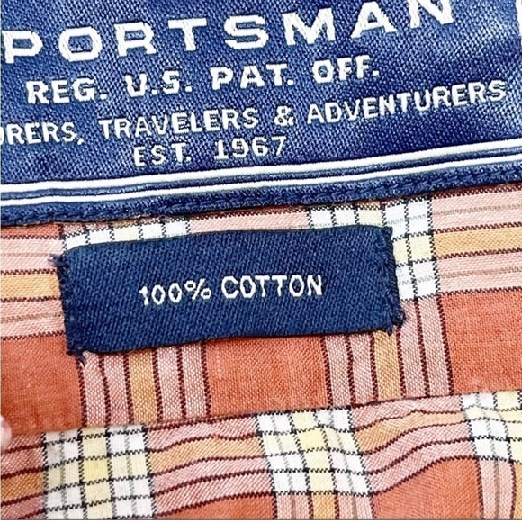 Vintage POLO RALPH LAUREN SPORTSMAN Men’s Orange Plaid Button Down Shirt Size L - Picture 6 of 8